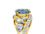 Yellow gold Fancy Blue Emerald  Diamond Halo Ring with Marquise and Pavé Band in Prong Setting_76