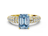Yellow gold Fancy Blue Emerald  Diamond Pavé Band Solitaire Ring with Four-Prong Setting_49