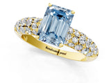 Yellow gold Fancy Blue Emerald  Diamond Pavé Band Solitaire Ring with Four-Prong Setting_50