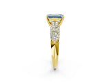 Yellow gold Fancy Blue Emerald  Diamond Pavé Band Solitaire Ring with Four-Prong Setting_51