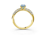 Yellow gold Fancy Blue Emerald  Diamond Pavé Band Solitaire Ring with Four-Prong Setting_52