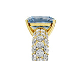 Yellow gold Fancy Blue Emerald  Diamond Pavé Band Solitaire Ring with Four-Prong Setting_54