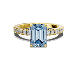 Yellow gold Fancy Blue Emerald  Diamond Pavé Band Solitaire with Four-Prong Setting_201