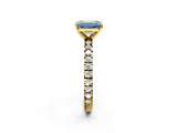 Yellow gold Fancy Blue Emerald  Diamond Pavé Band Solitaire with Four-Prong Setting_203