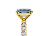 Yellow gold Fancy Blue Emerald  Diamond Pavé Band Solitaire with Four-Prong Setting_206