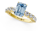 Yellow gold Fancy Blue Emerald  Diamond Pavé Band Solitaire with Four-Prong Setting_4