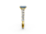 Yellow gold Fancy Blue Emerald  Diamond Pavé Band Solitaire with Four-Prong Setting_5