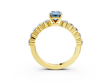 Yellow gold Fancy Blue Emerald  Diamond Pavé Band Solitaire with Four-Prong Setting_6