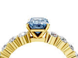 Yellow gold Fancy Blue Emerald  Diamond Pavé Band Solitaire with Four-Prong Setting_7
