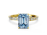 Yellow gold Fancy Blue Emerald  Diamond Pavé Band with Six-Prong Setting_31