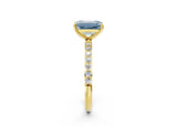 Yellow gold Fancy Blue Emerald  Diamond Pavé Band with Six-Prong Setting_33