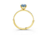 Yellow gold Fancy Blue Emerald  Diamond Pavé Band with Six-Prong Setting_34