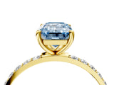 Yellow gold Fancy Blue Emerald  Diamond Pavé Band with Six-Prong Setting_35