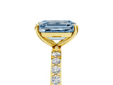 Yellow gold Fancy Blue Emerald  Diamond Pavé Band with Six-Prong Setting_36