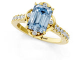 Yellow gold Fancy Blue Emerald  Diamond Pave Band with Floral Prong Setting_28