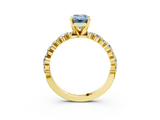 Yellow gold Fancy Blue Emerald  Diamond Prong Set Engagement Ring with Pave Band_207