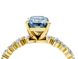 Yellow gold Fancy Blue Emerald  Diamond Prong Set Engagement Ring with Pave Band_208