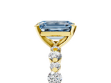 Yellow gold Fancy Blue Emerald  Diamond Prong Set Engagement Ring with Pave Band_209