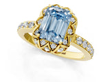 Yellow gold Fancy Blue Emerald  Diamond Solitaire Ring with Shared Prong Pavé Band_67