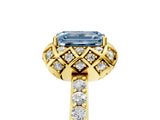 Yellow gold Fancy Blue Emerald  Diamond Solitaire Ring with Shared Prong Pavé Band_71