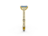 Yellow gold Fancy Blue Emerald  Diamond Solitaire with Pave Band and Six-Prong Setting_22