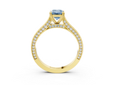 Yellow gold Fancy Blue Emerald  Diamond Solitaire with Pave Band and Six-Prong Setting_23