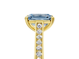 Yellow gold Fancy Blue Emerald  Diamond Solitaire with Pave Band and Six-Prong Setting_25