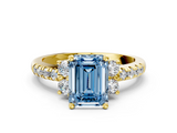 Yellow gold Fancy Blue Emerald  Diamond Three-Stone Pave Band with Four-Prong Setting_20