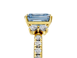 Yellow gold Fancy Blue Emerald  Diamond Three-Stone Pave Band with Four-Prong Setting_25