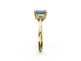 Yellow gold Fancy Blue Emerald  Diamond Three-Stone Ring with Trapezoid Side Stones and Prong Setting_19