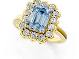Yellow gold Fancy Blue Emerald  Halo Cluster Diamond Engagement Ring with Solitaire Band and Prong Setting_50