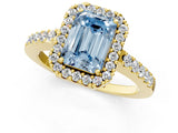 Yellow gold Fancy Blue Emerald  Halo Diamond Pavé Solitaire Ring_34