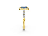 Yellow gold Fancy Blue Emerald  Halo Diamond Pavé Solitaire Ring_35