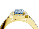 Yellow gold Fancy Blue Emerald  Halo Diamond Pavé Solitaire Ring_37