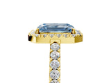 Yellow gold Fancy Blue Emerald  Halo Diamond Pavé Solitaire Ring_38