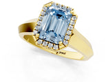 Yellow gold Fancy Blue Emerald  Halo Diamond Ring with Cathedral Band and Four-Prong Setting_50