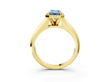 Yellow gold Fancy Blue Emerald  Halo Diamond Ring with Cathedral Band and Four-Prong Setting_52