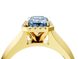 Yellow gold Fancy Blue Emerald  Halo Diamond Ring with Cathedral Band and Four-Prong Setting_53
