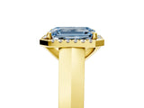 Yellow gold Fancy Blue Emerald  Halo Diamond Ring with Cathedral Band and Four-Prong Setting_54