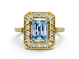 Yellow gold Fancy Blue Emerald  Halo Diamond Ring with Split Shank and Four-Prong Setting_54