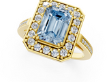 Yellow gold Fancy Blue Emerald  Halo Diamond Ring with Split Shank and Four-Prong Setting_55