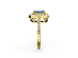 Yellow gold Fancy Blue Emerald  Halo Diamond Ring with Split Shank and Four-Prong Setting_56