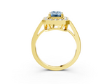 Yellow gold Fancy Blue Emerald  Halo Diamond Ring with Split Shank and Four-Prong Setting_57
