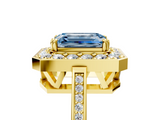 Yellow gold Fancy Blue Emerald  Halo Diamond Ring with Split Shank and Four-Prong Setting_59