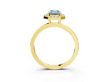 Yellow gold Fancy Blue Emerald  Halo Diamond Solitaire with Pavé Band and Four-Prong Setting_98