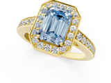 Yellow gold Fancy Blue Emerald  Halo Pavé Diamond Engagement Ring with Bezel Setting_21
