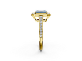 Yellow gold Fancy Blue Emerald  Halo Pavé Diamond Engagement Ring with Bezel Setting_22
