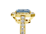 Yellow gold Fancy Blue Emerald  Halo Pavé Diamond Engagement Ring with Bezel Setting_25