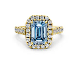 Yellow gold Fancy Blue Emerald  Halo Pavé Diamond Engagement Ring with Four-Prong Setting_26