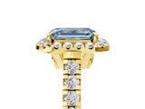 Yellow gold Fancy Blue Emerald  Halo Pavé Diamond Engagement Ring with Four-Prong Setting_31